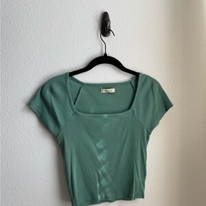 Madewell Teal Square Neck Crop Top
